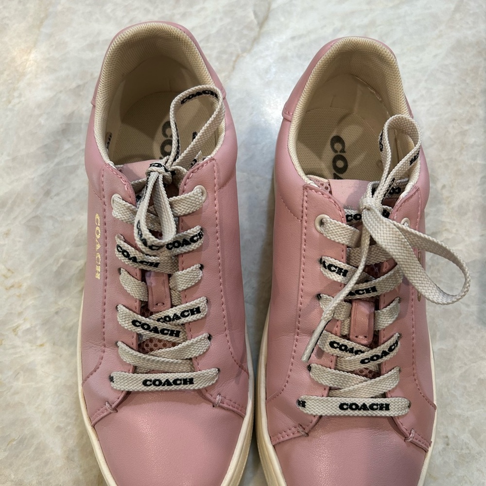 Coach Pink Leather Sneakers with Minimalist Design